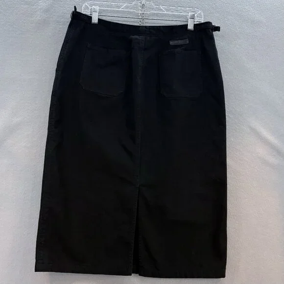 RALPH LAUREN JEANS CO VTG BLACK‎ DENIM BUTTON UP MIDI SKIRT SZ 12 Classic, Retro - Picture 2 of 12